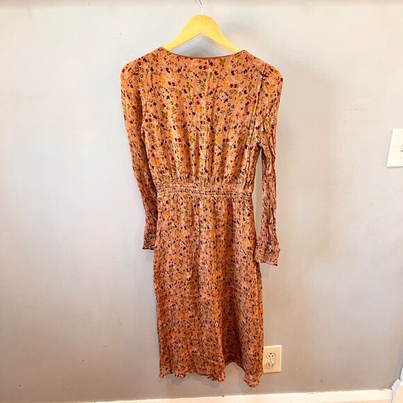 Sézane Womens Abele Midi Dress Long Sleeve 70's Floral Print V-Neck- Sz. US 6‎ - Picture 2 of 7